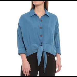 Free People Sunstreaks Tie Front Blouse